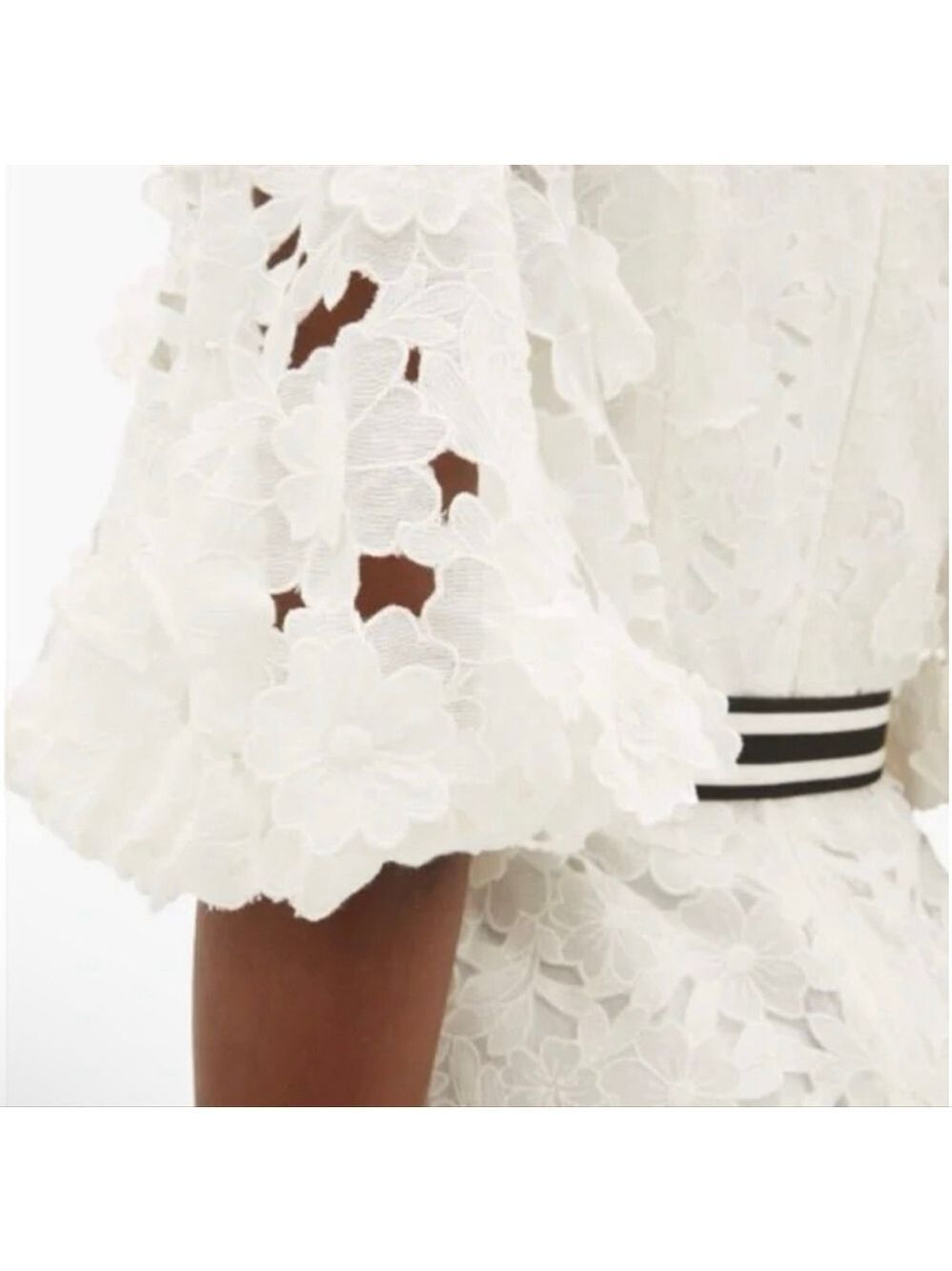 NWT Zimmermann Ivory Lace Mini Dress with Black Stripe Belt Size 3= US 8/10 - Picture 5 of 6